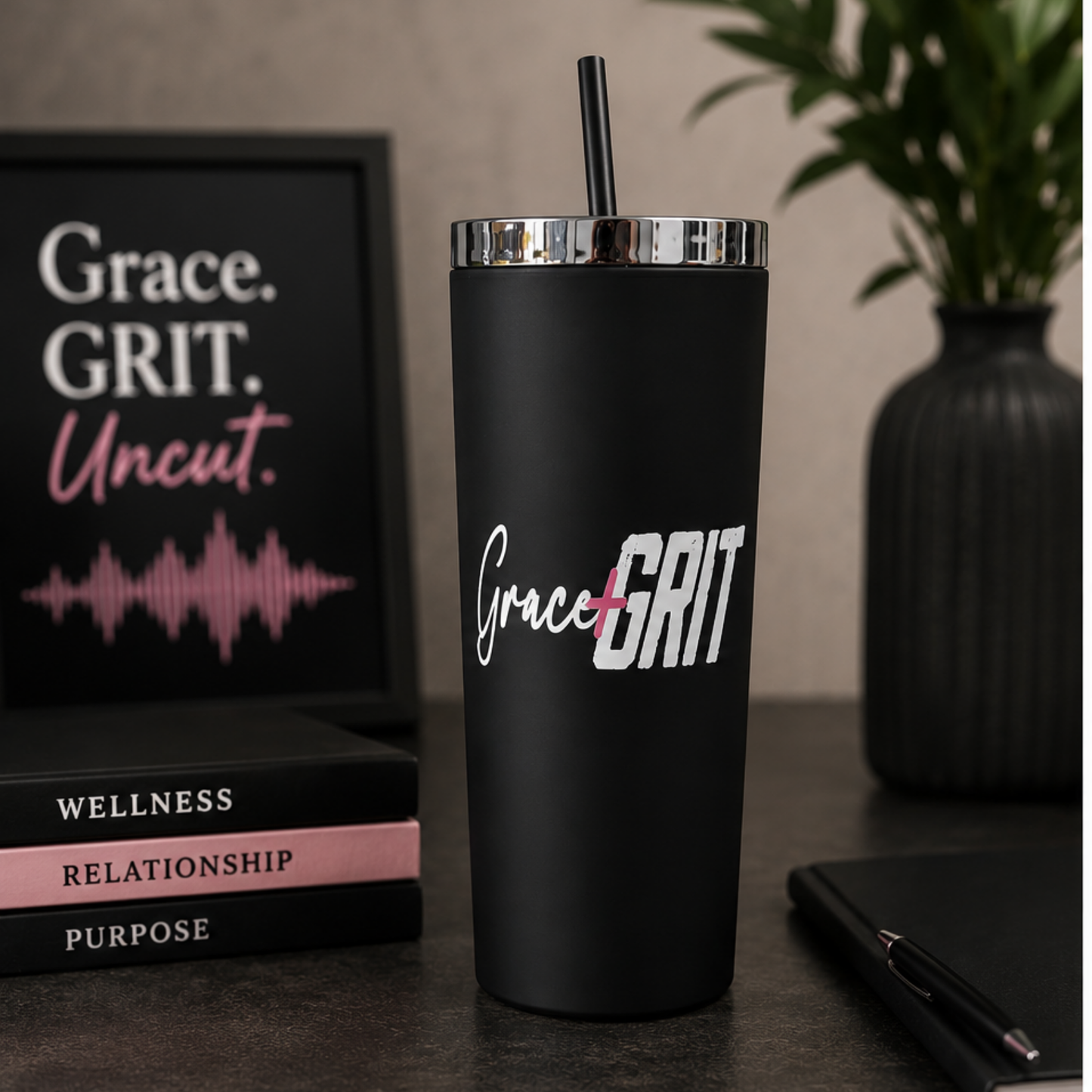 Pre-Order Grace + Grit Matte Black Insulated Tumbler | 20 oz