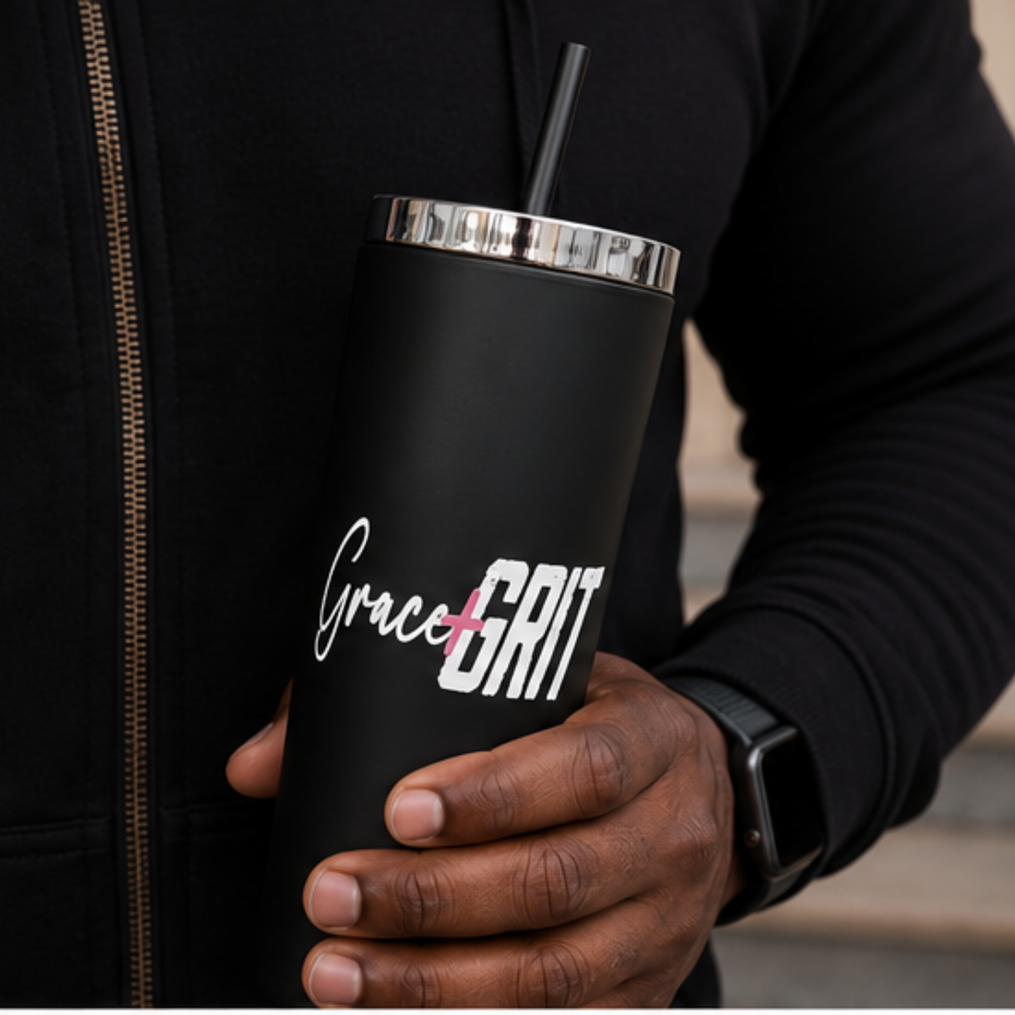 Pre-Order Grace + Grit Matte Black Insulated Tumbler | 20 oz