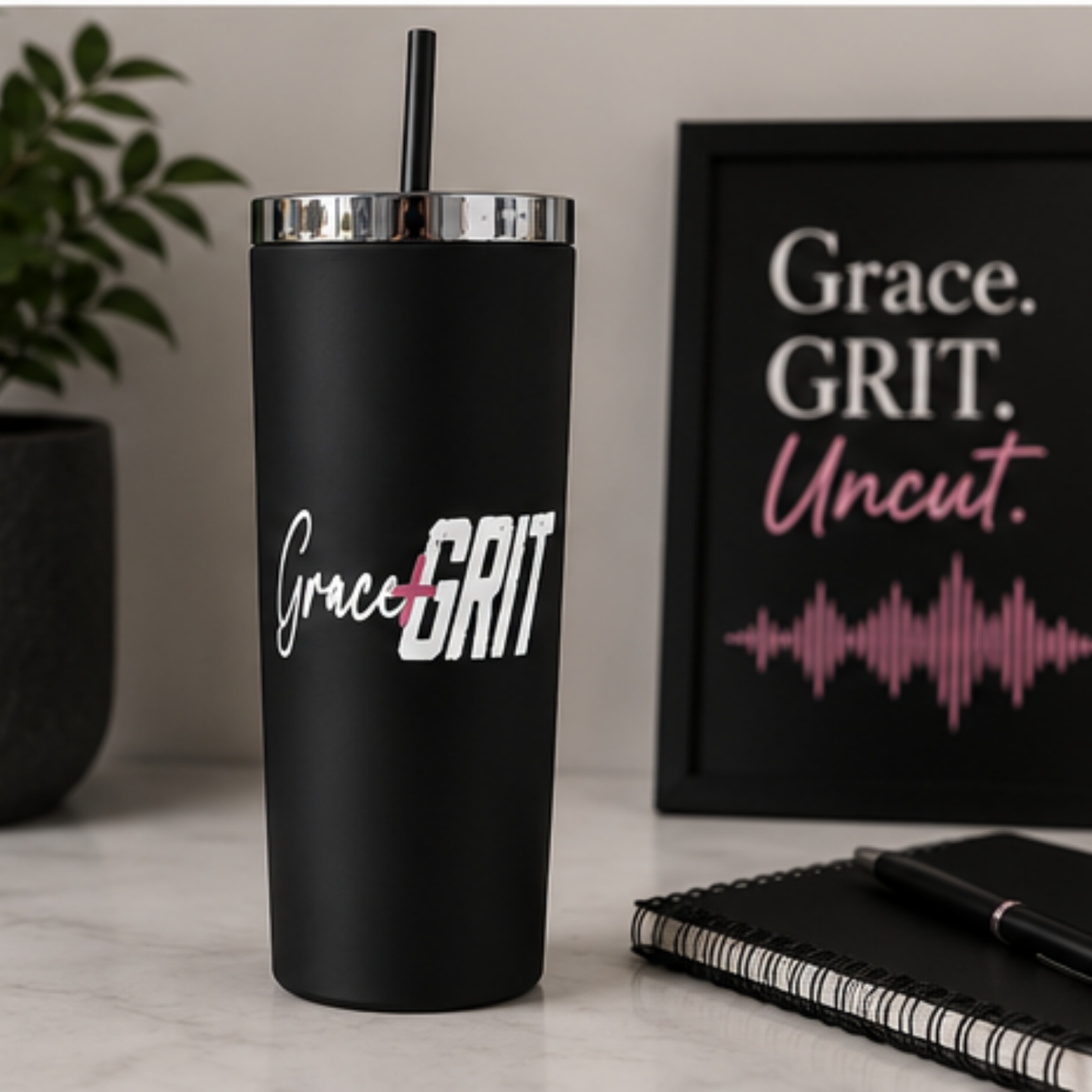 Pre-Order Grace + Grit Matte Black Insulated Tumbler | 20 oz